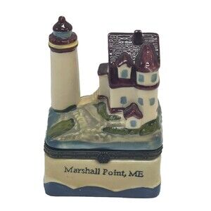 Vintage Marshall Point ME Lighthouse Souvenir Trinket Box LIghthouse Collection